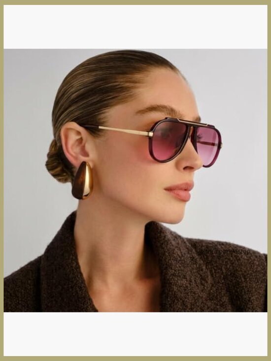 Oversized Aviator Sunglasses, 70s Retro Oval Frame, UV400 Protection main image 6